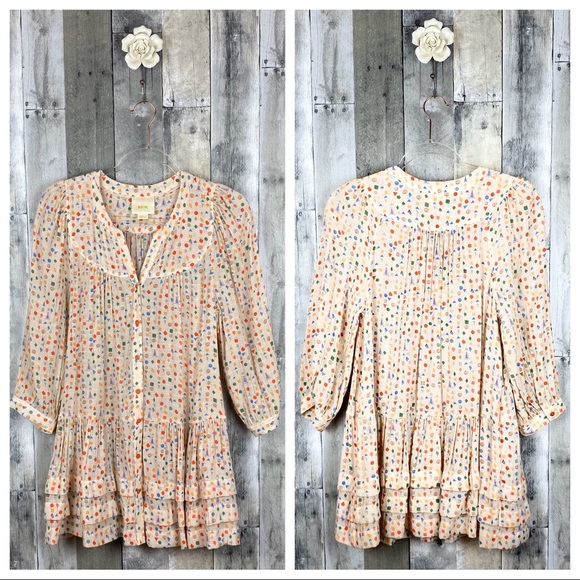 Anthro Maeve Cream Linen Paccia Shapes Top Size XS - Picture 3 of 8